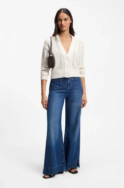 Relaxed-Fit Strickjacke aus Baumwoll-Mix mit Wellenstruktur