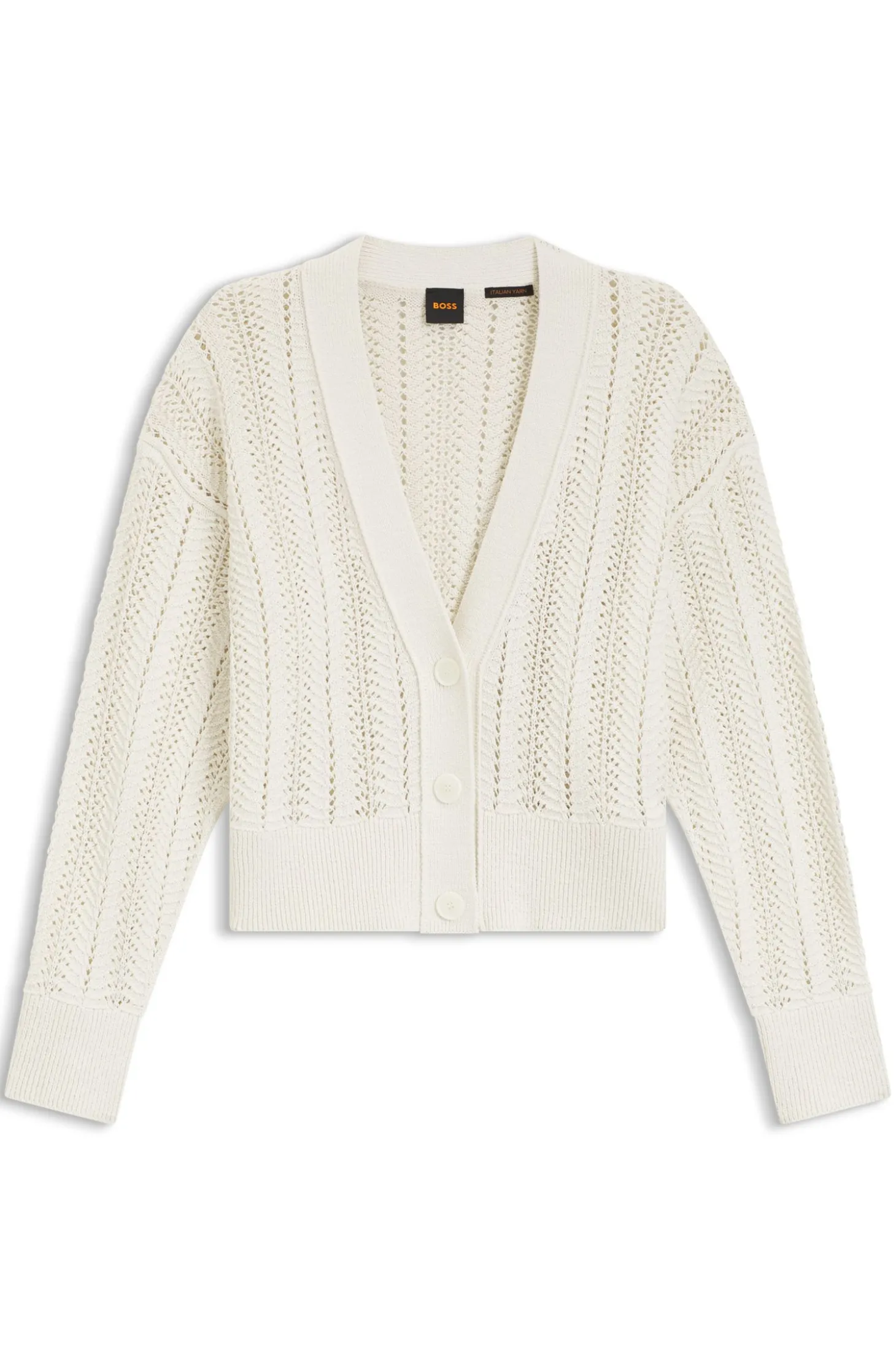 Relaxed-Fit Strickjacke aus Baumwoll-Mix mit Wellenstruktur