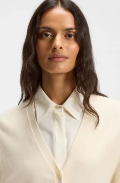 Relaxed-Fit Strickjacke aus Kaschmir mit gerippten Bündchen