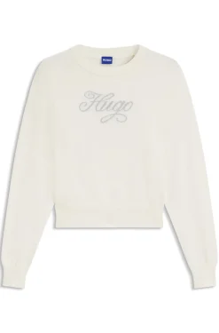 Relaxed-Fit Strickpullover mit Logo aus metallisierten Garnen