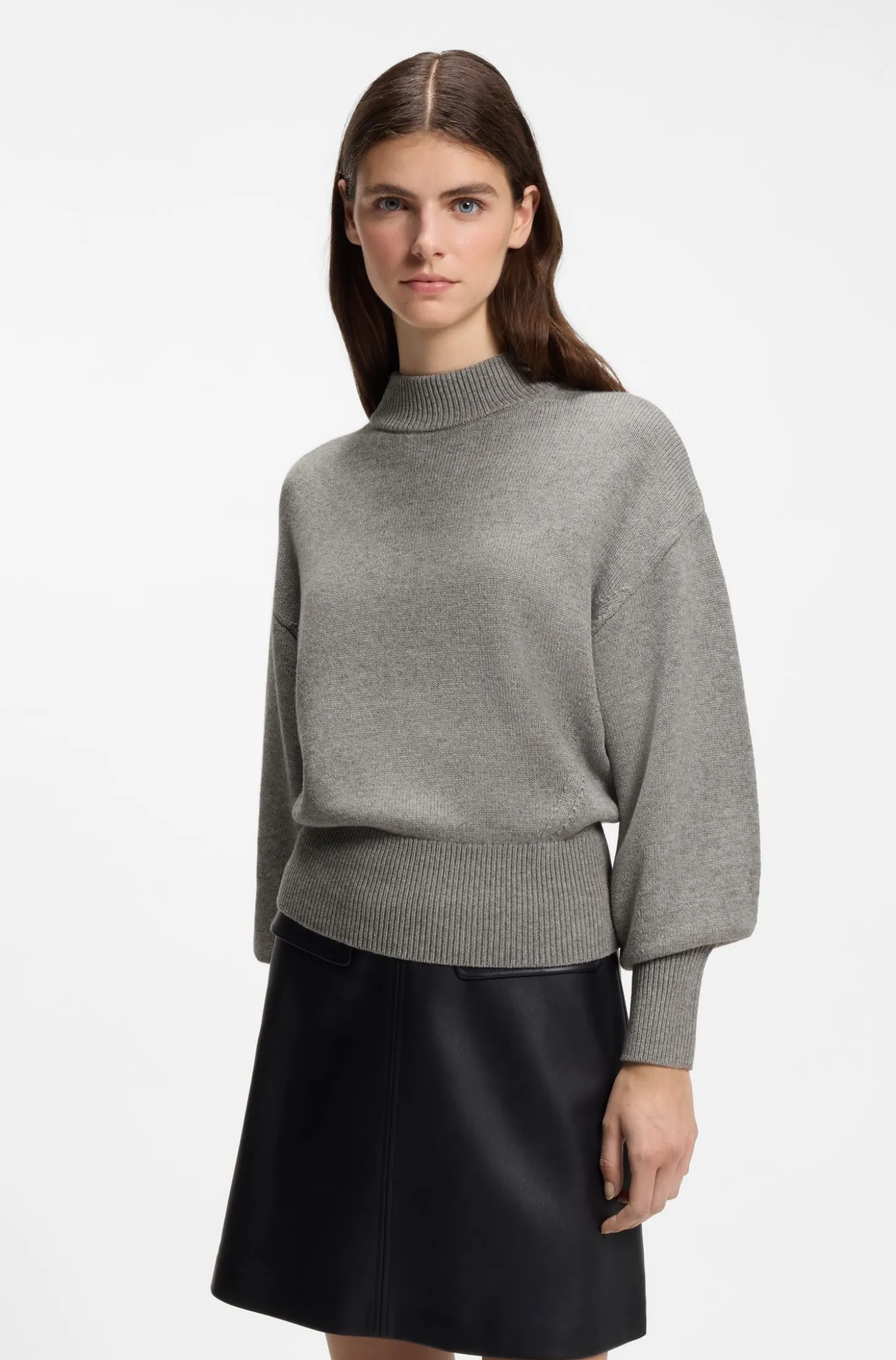 Relaxed-Fit Strickpullover mit Stehkragen
