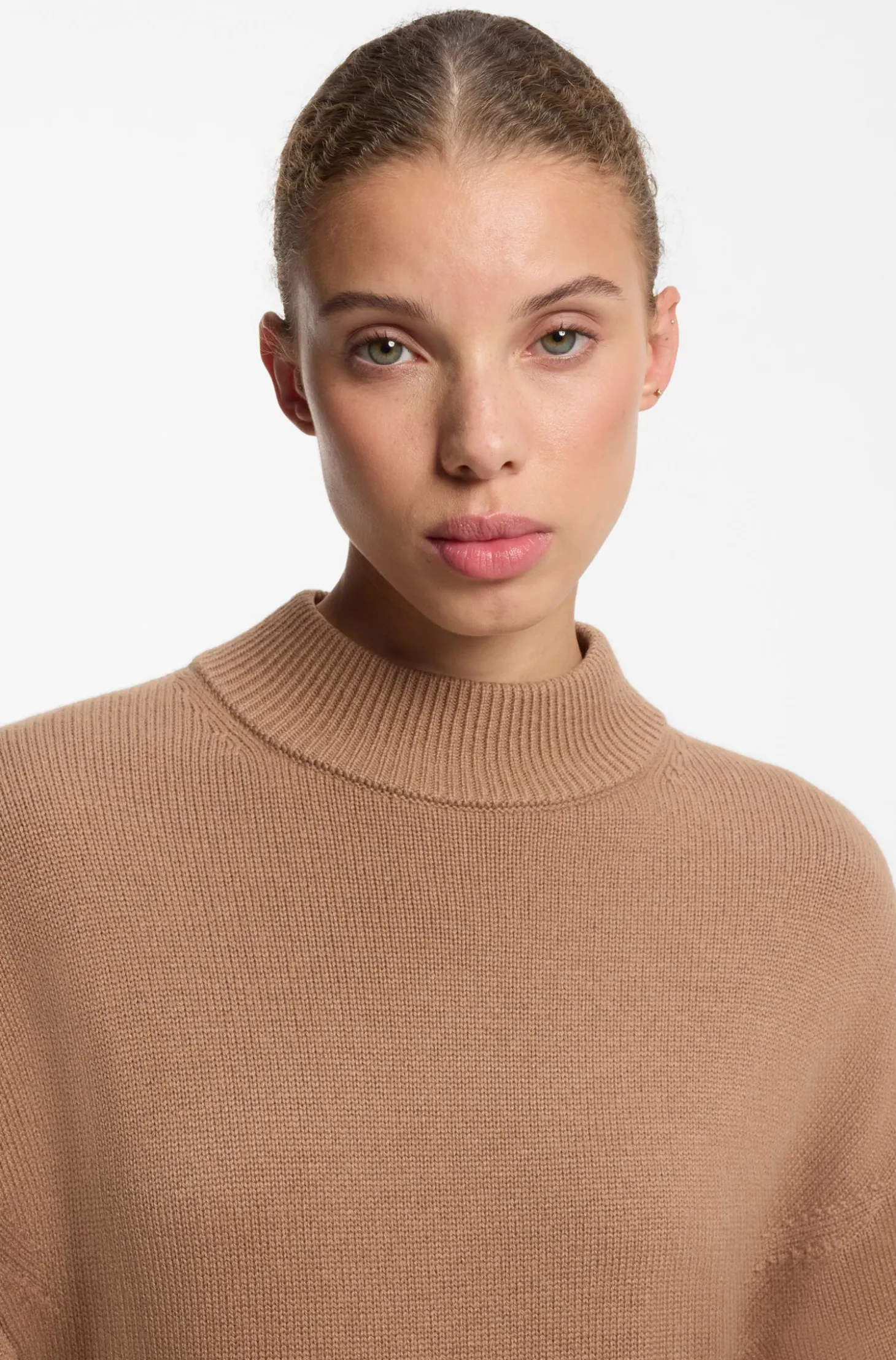 Relaxed-Fit Strickpullover mit Stehkragen