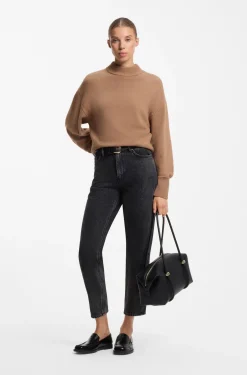 Relaxed-Fit Strickpullover mit Stehkragen