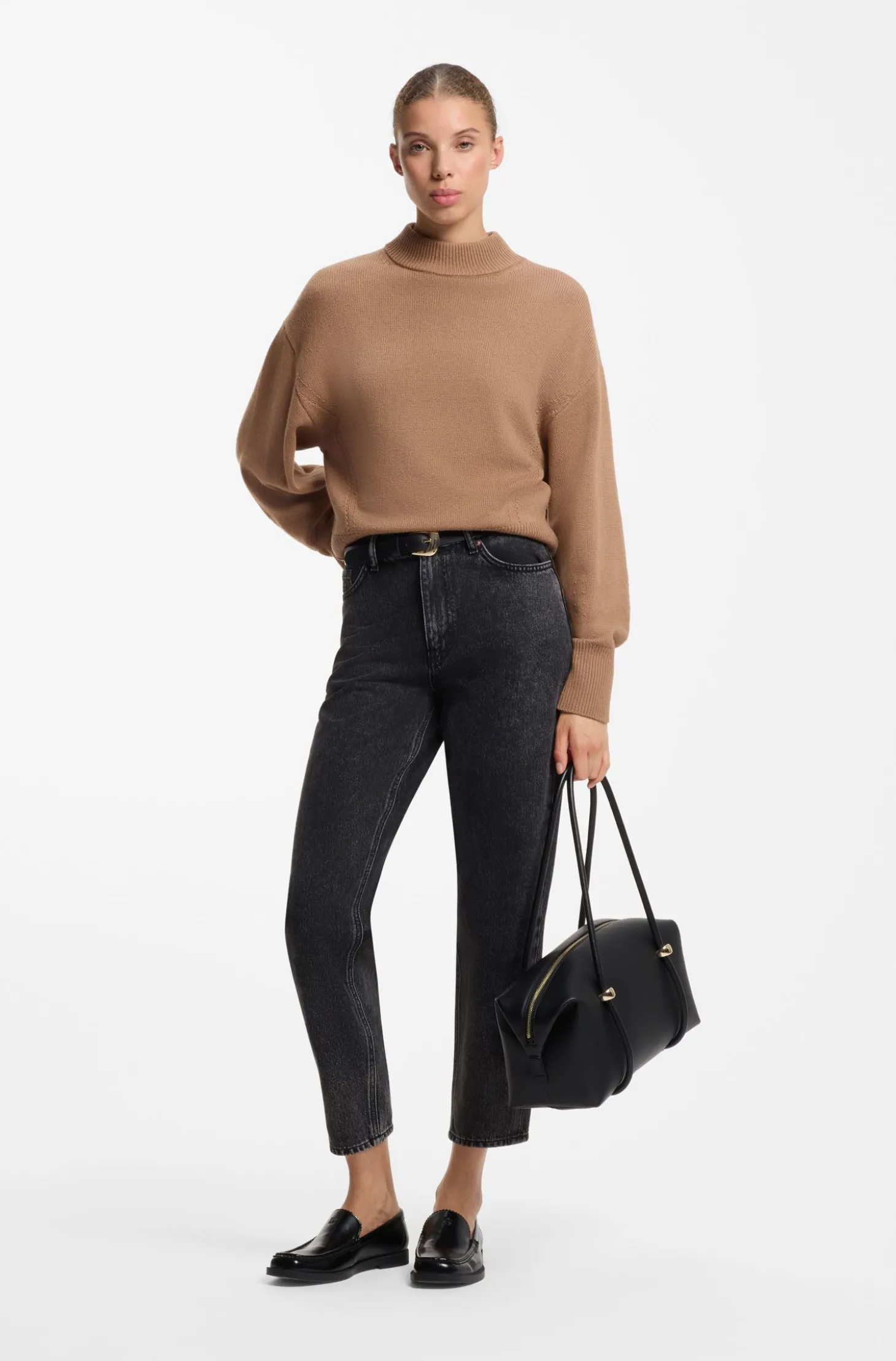 Relaxed-Fit Strickpullover mit Stehkragen