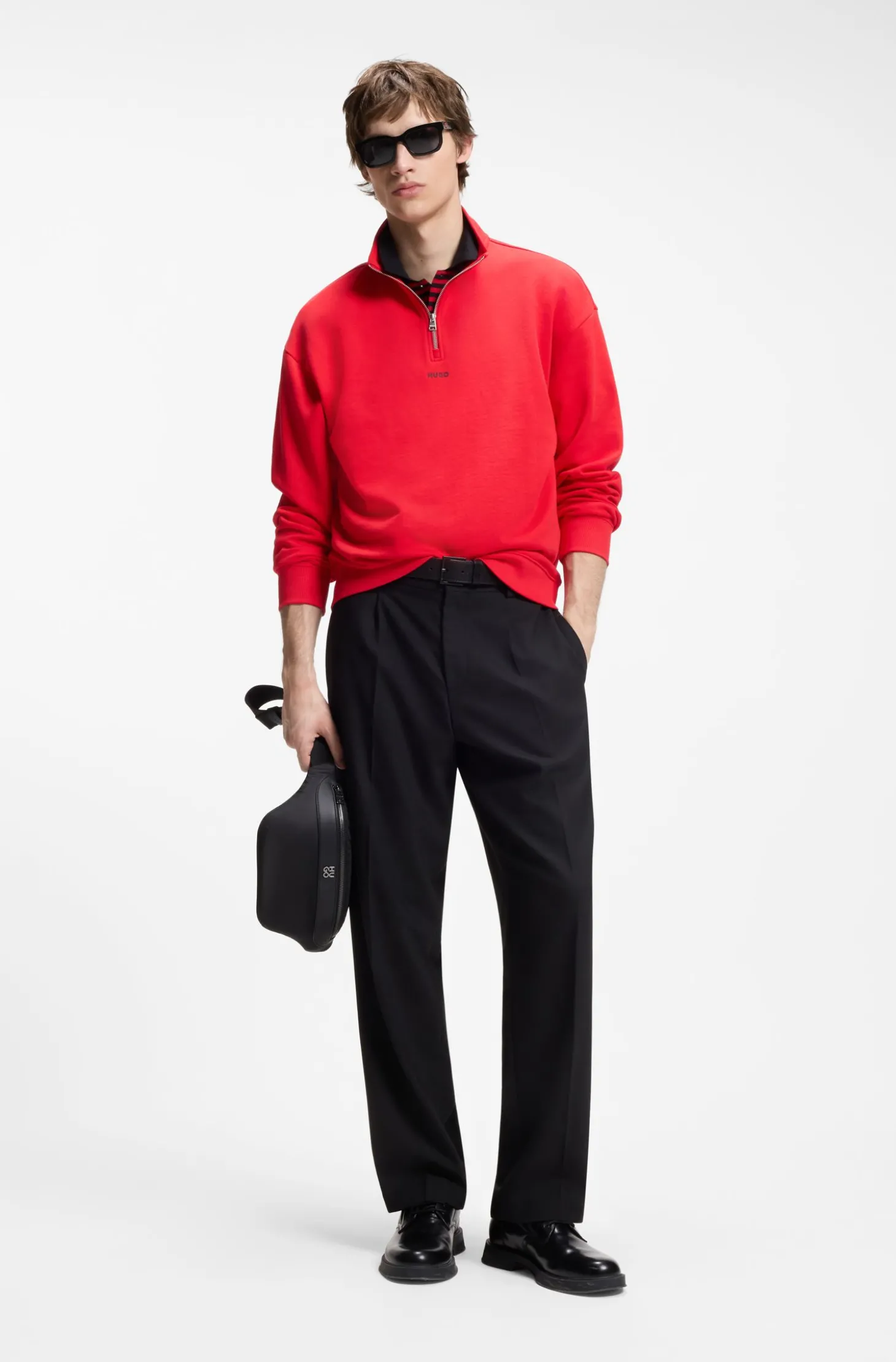 Relaxed-Fit Sweatshirt aus Baumwolle mit Troyerkragen