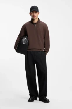 Relaxed-Fit Sweatshirt aus Baumwolle mit Troyerkragen