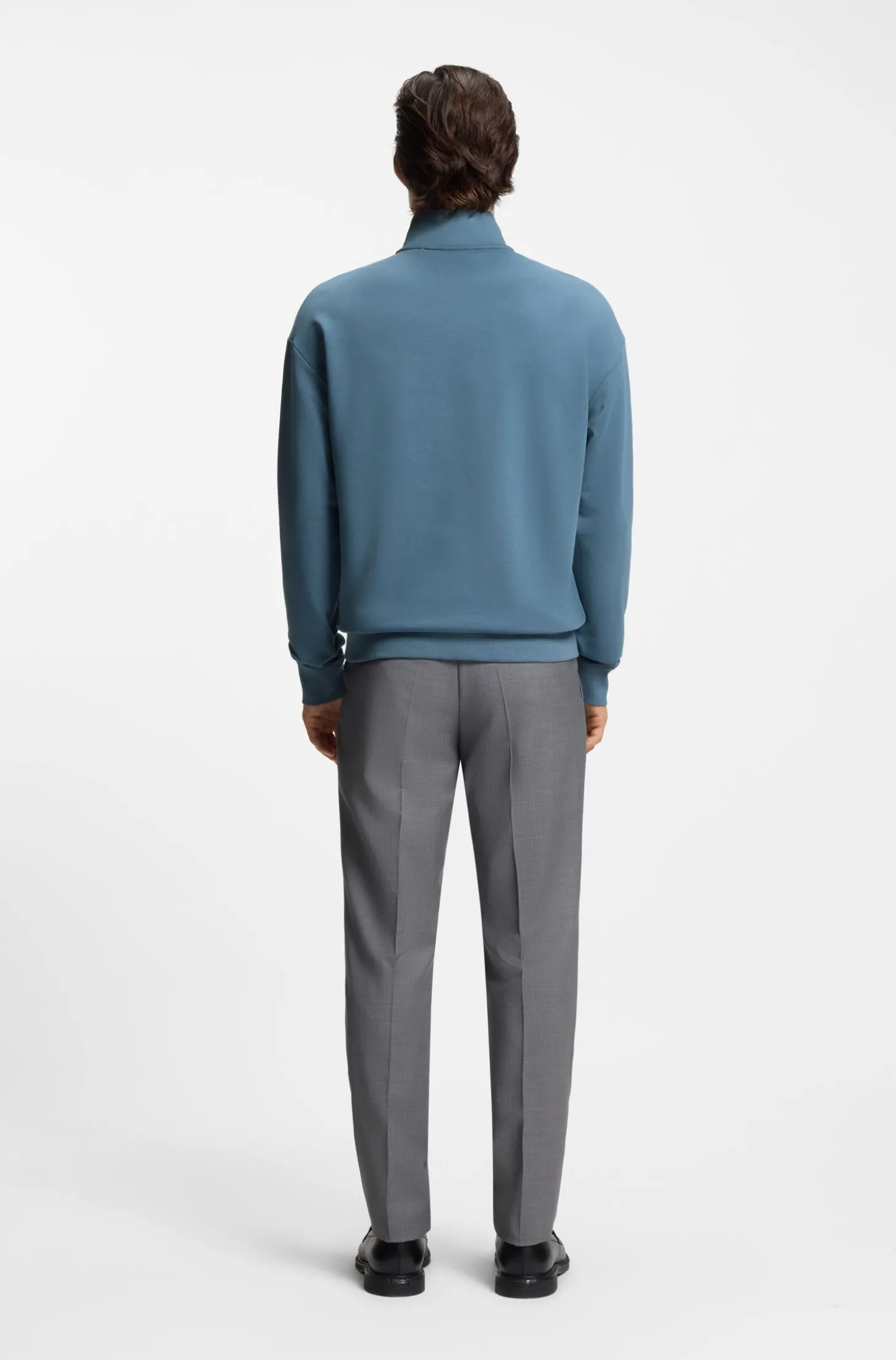 Relaxed-Fit Sweatshirt aus Baumwolle mit Troyerkragen