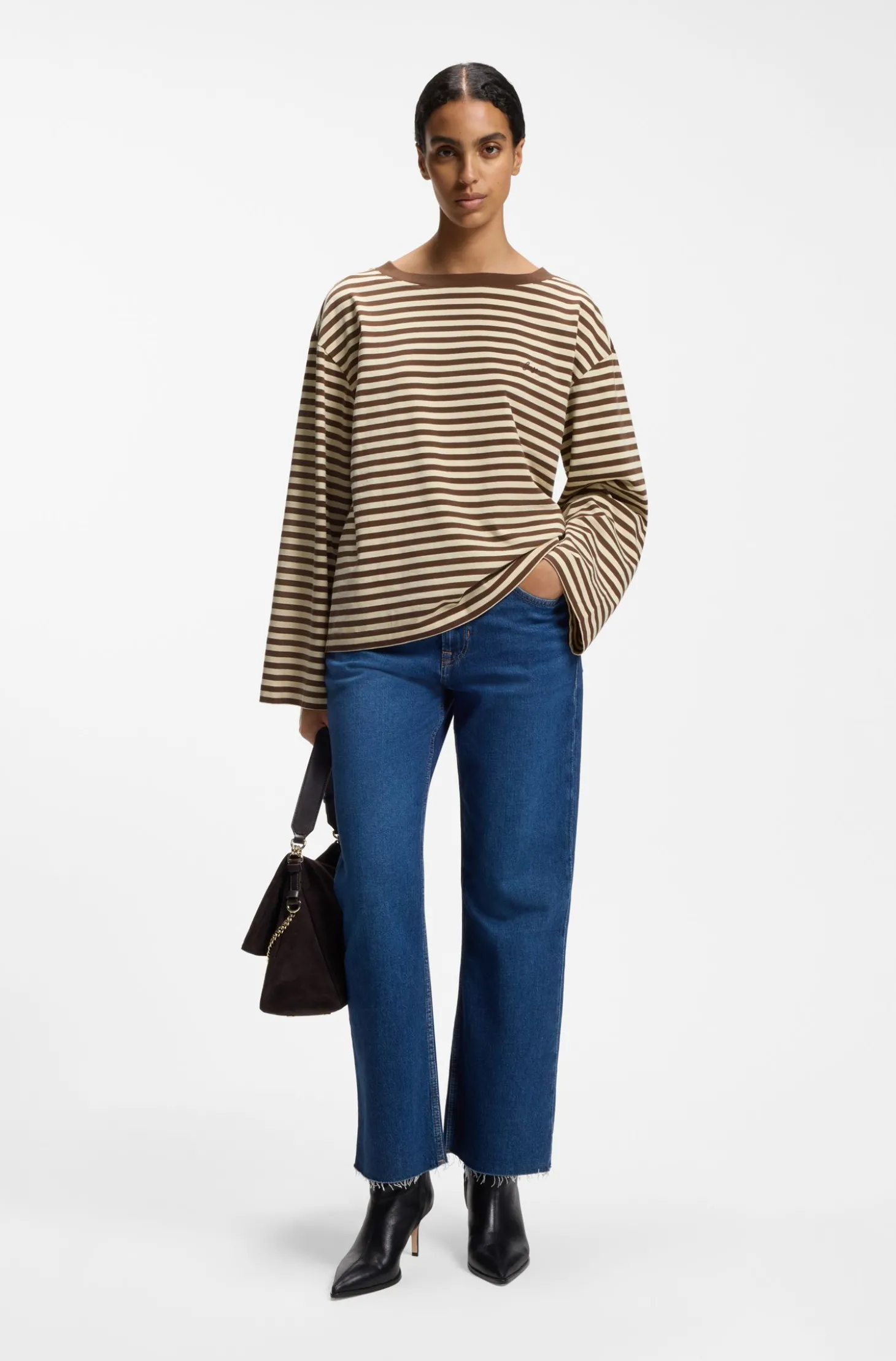 Relaxed-Fit Top aus Baumwoll-Jersey mit Streifen-Muster