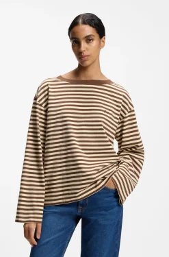 Relaxed-Fit Top aus Baumwoll-Jersey mit Streifen-Muster