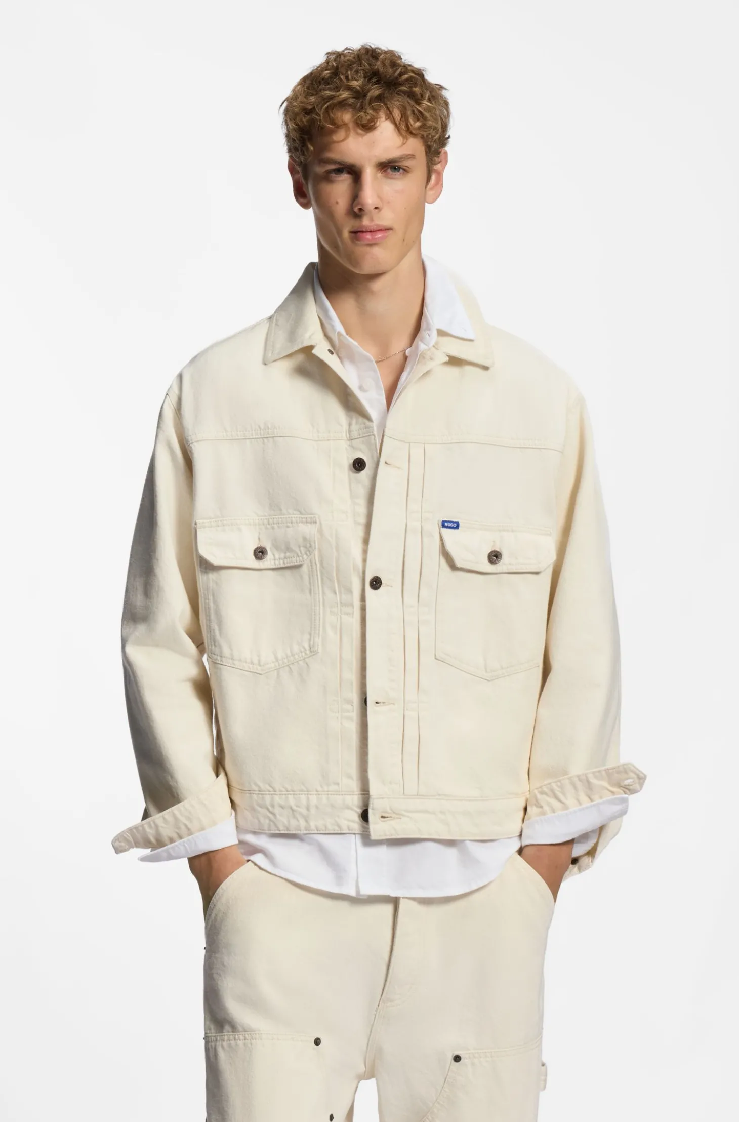 Relaxed-Fit Trucker-Jacke aus Ecru-Denim