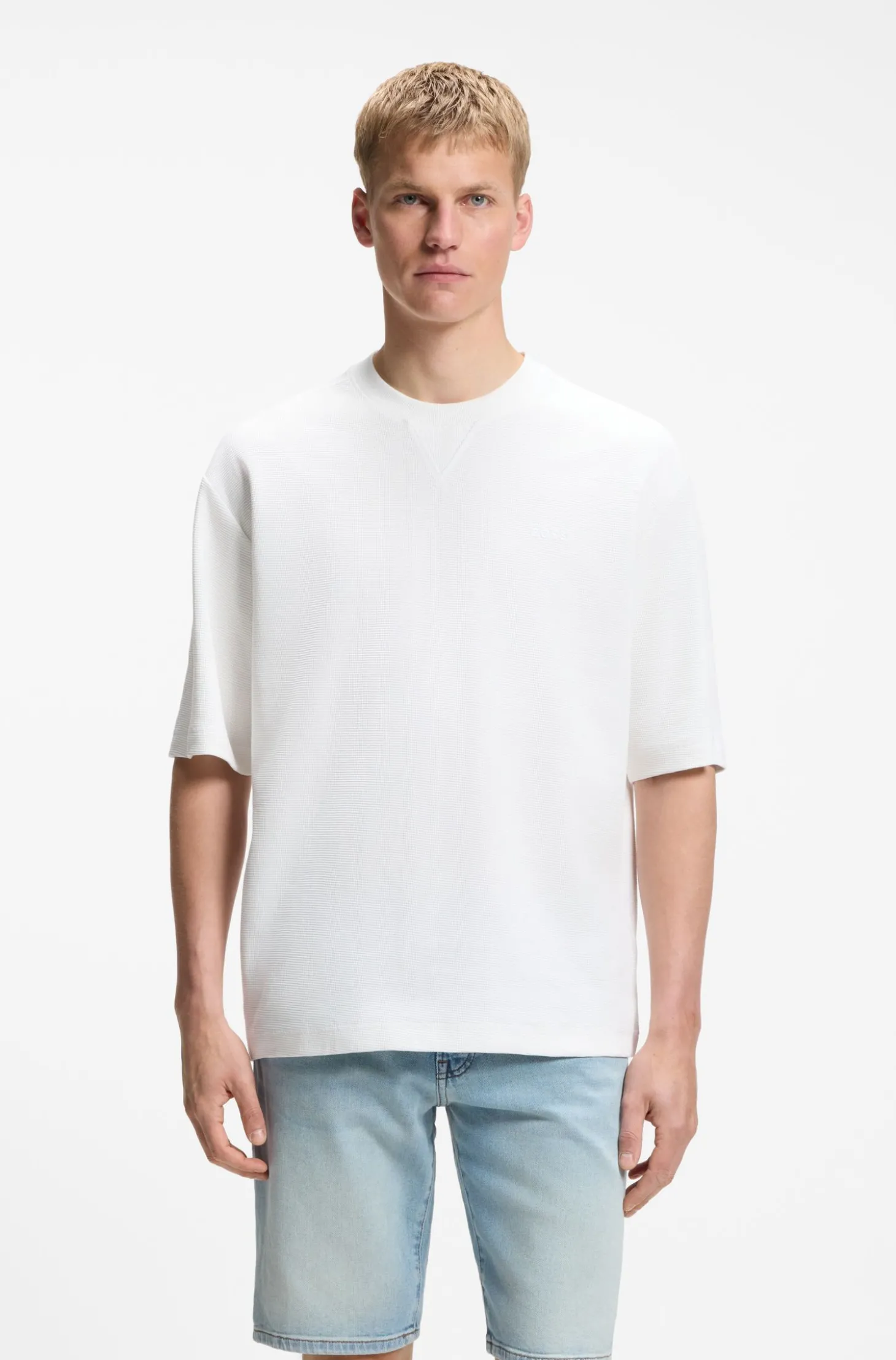 Relaxed-Fit T-Shirt aus Baumwolle mit Waffelstruktur