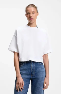 Relaxed-Fit T-Shirt aus Baumwolle in Cropped-Länge mit Nacken-Logo