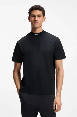 Relaxed-Fit T-Shirt aus Stretch-Baumwolle mit Stehkragen