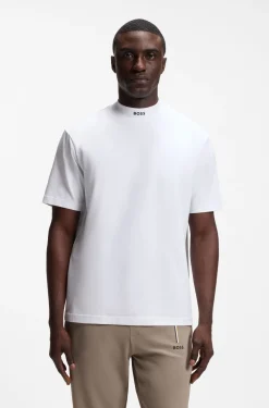 Relaxed-Fit T-Shirt aus Stretch-Baumwolle mit Stehkragen