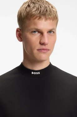 Relaxed-Fit T-Shirt aus Stretch-Baumwolle mit Stehkragen