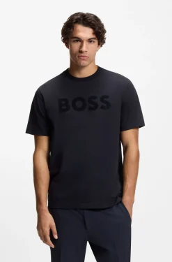 Relaxed-Fit T-Shirt aus Stretch-Baumwolle mit tonalem Logo