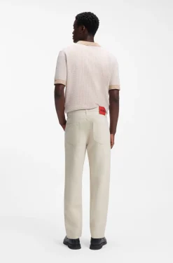 Relaxed Tapered-Fit Jeans aus Denim in Ecru
