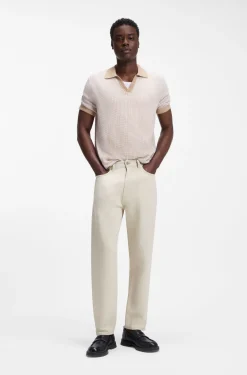 Relaxed Tapered-Fit Jeans aus Denim in Ecru