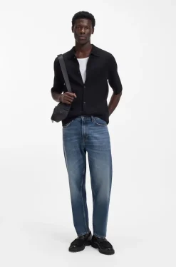 Relaxed Tapered-Fit Jeans aus ägyptischem Baumwoll-Denim in Blau
