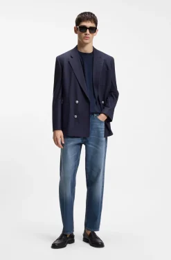 Relaxed Tapered-Fit Jeans aus blauem Denim