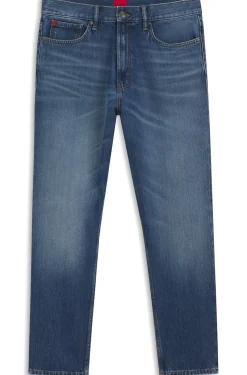 Relaxed Tapered-Fit Jeans aus blauem Denim