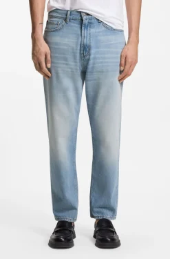 Relaxed Tapered-Fit Jeans aus hellblauem Denim