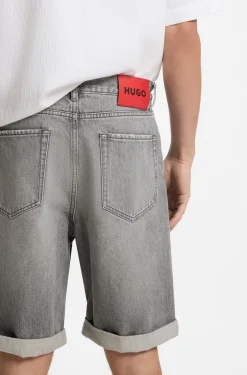 Relaxed-Tapered-Fit Shorts aus grauem Stone-washed-Denim