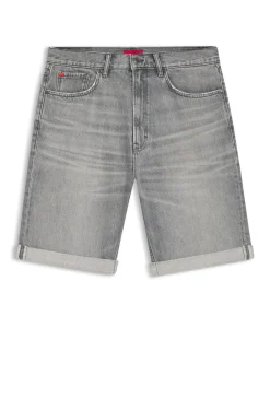 Relaxed-Tapered-Fit Shorts aus grauem Stone-washed-Denim