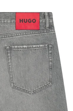 Relaxed-Tapered-Fit Shorts aus grauem Stone-washed-Denim