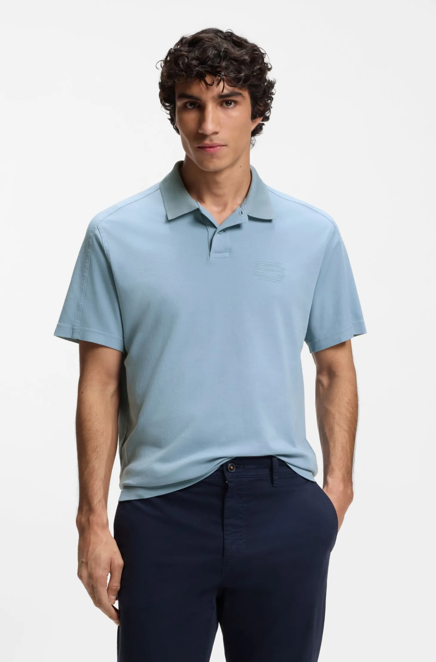 Relaxtes Poloshirt aus Interlock-Baumwolle mit Logo-Artwork