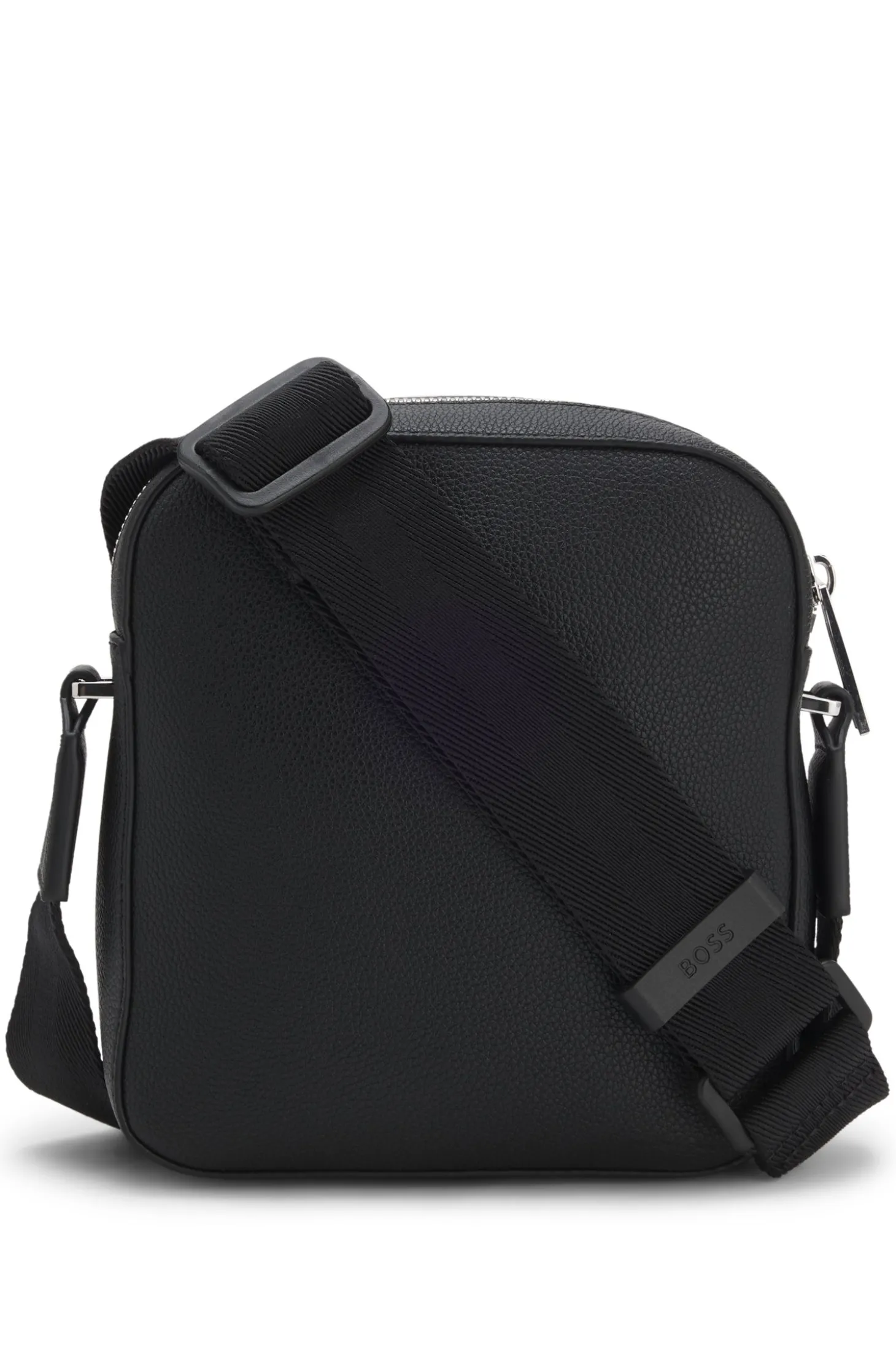 Reporter-Tasche aus genarbtem Kunstleder mit Signature-Stripe-Details