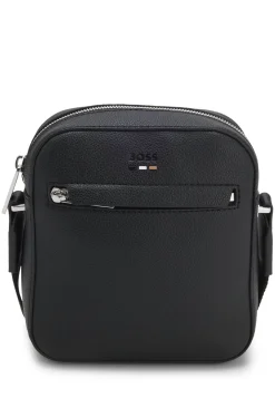 Reporter-Tasche aus genarbtem Kunstleder mit Signature-Stripe-Details