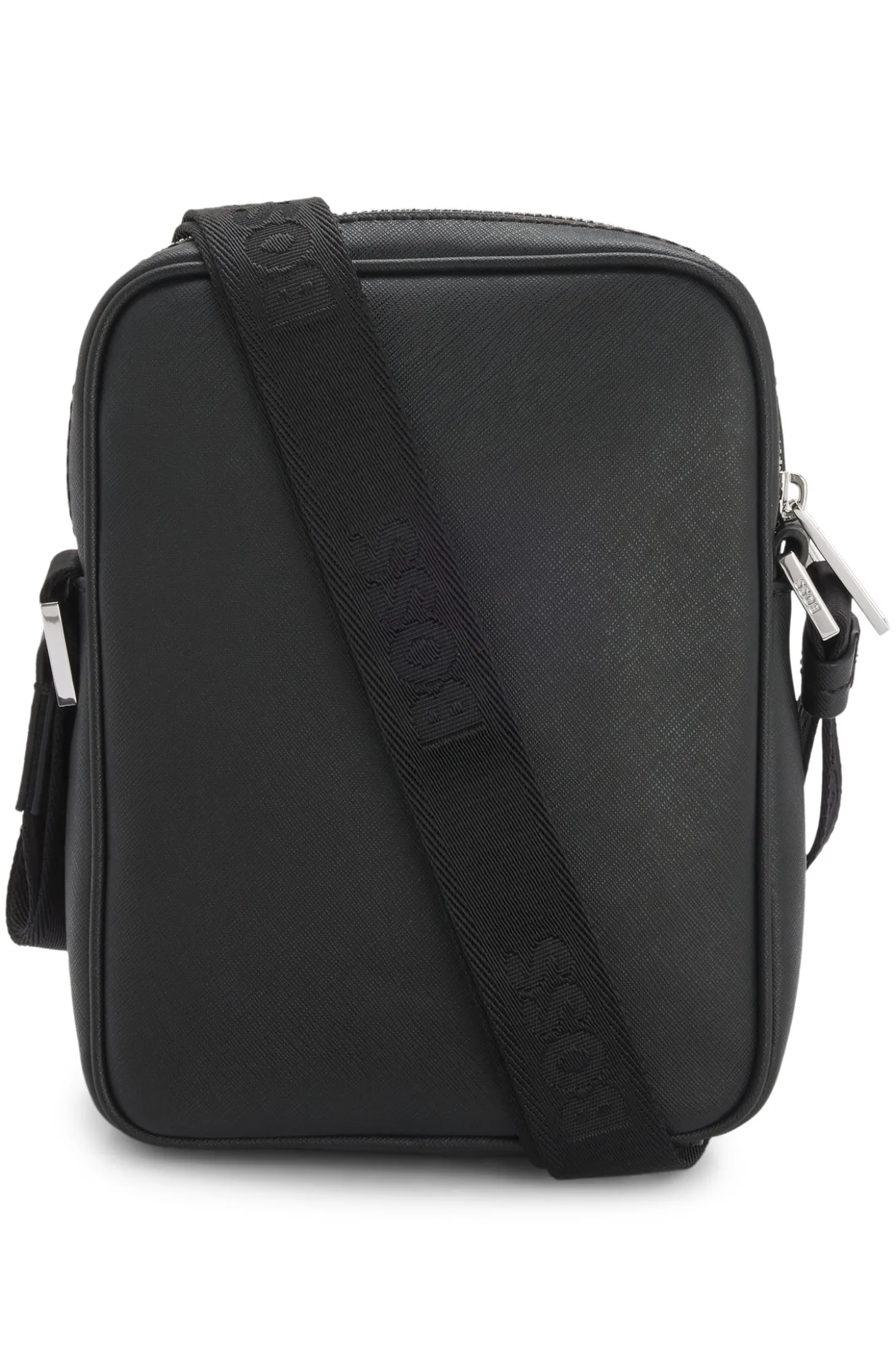 Reporter-Tasche aus recyceltem Leder mit verstellbarem Logo-Riemen