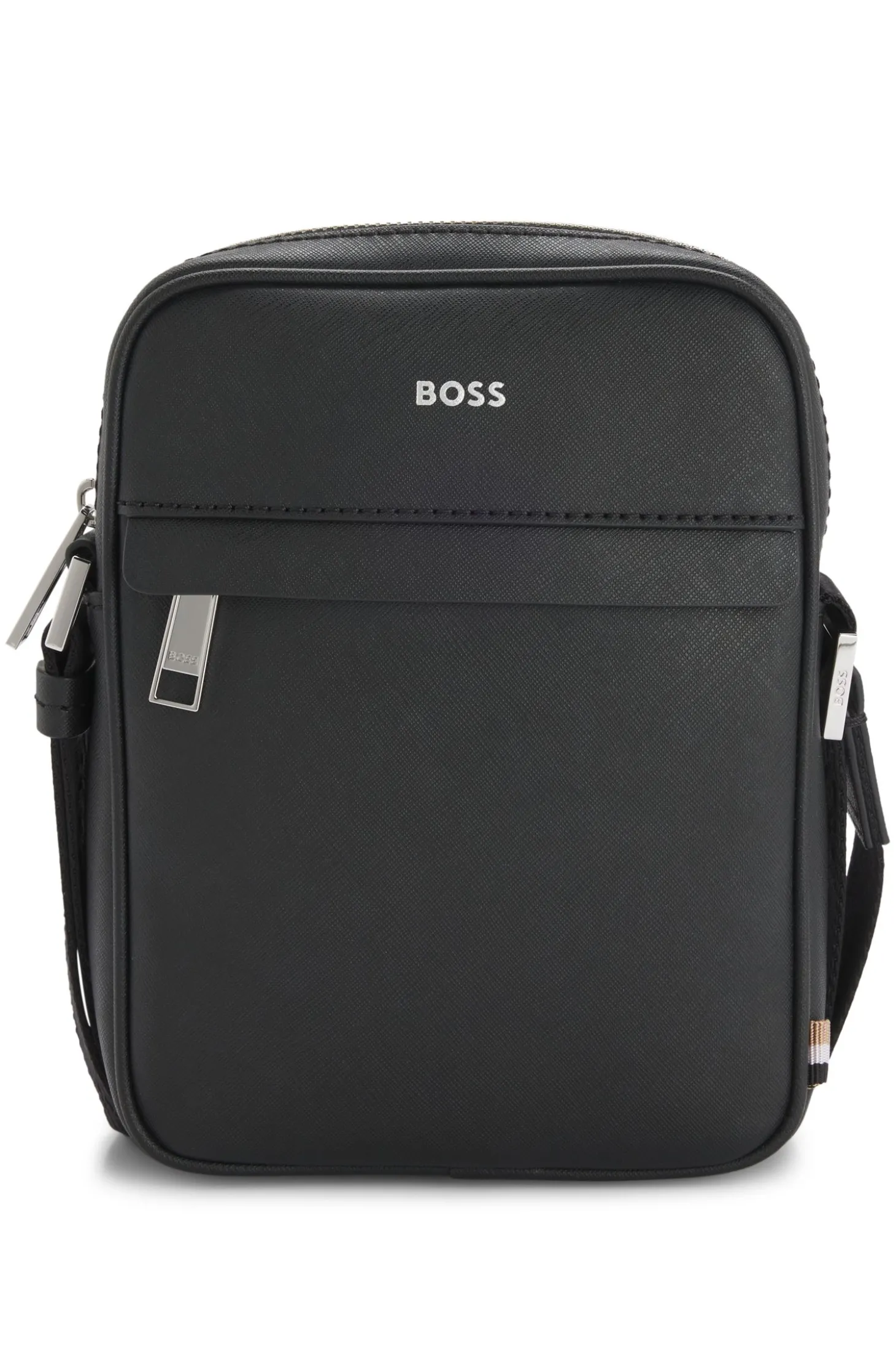 Reporter-Tasche aus recyceltem Leder mit verstellbarem Logo-Riemen