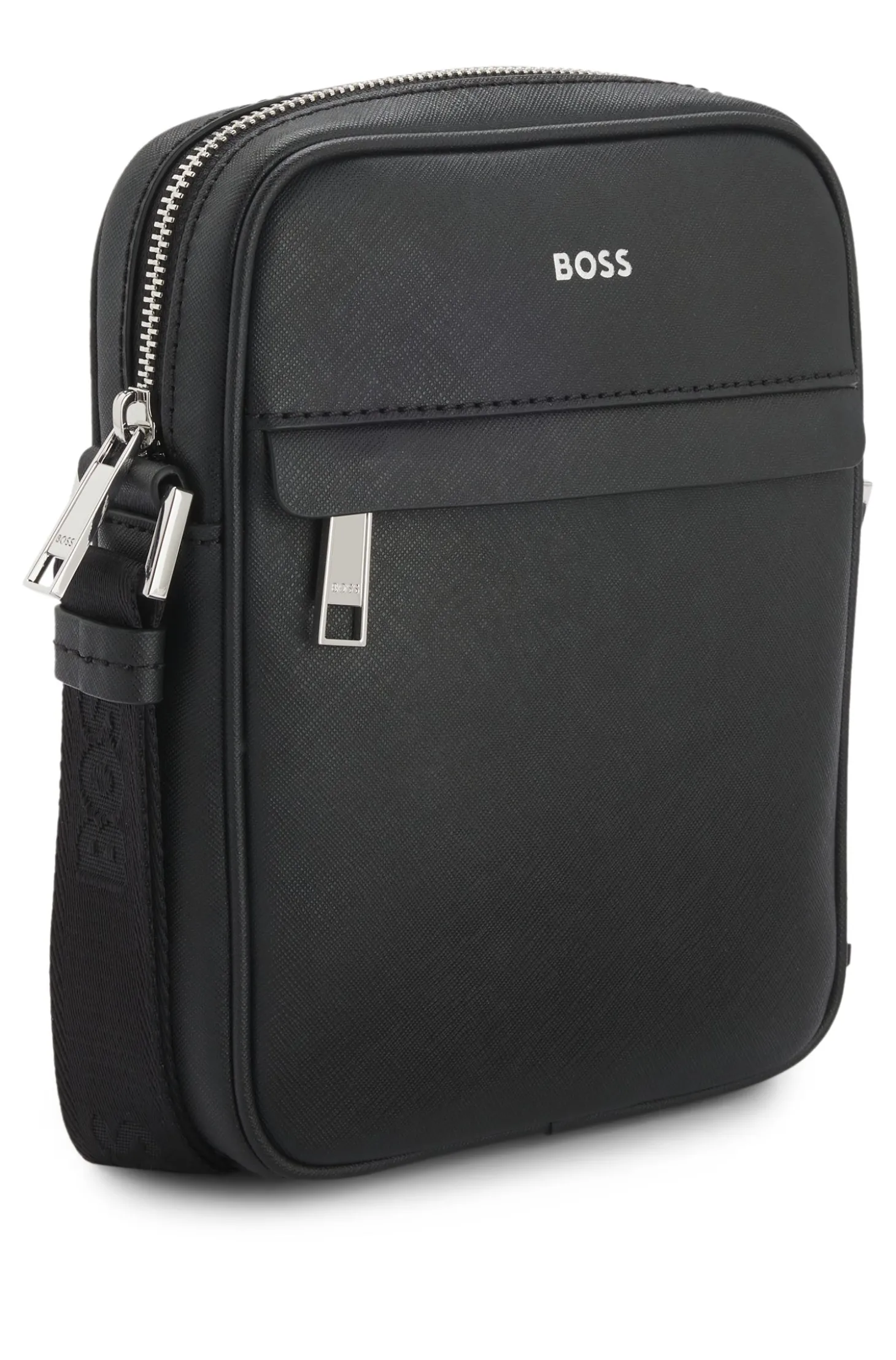 Reporter-Tasche aus recyceltem Leder mit verstellbarem Logo-Riemen