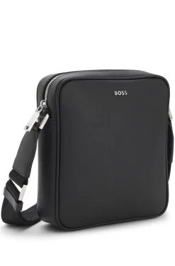 Reporter-Tasche mit silberfarbenem Logo-Schriftzug