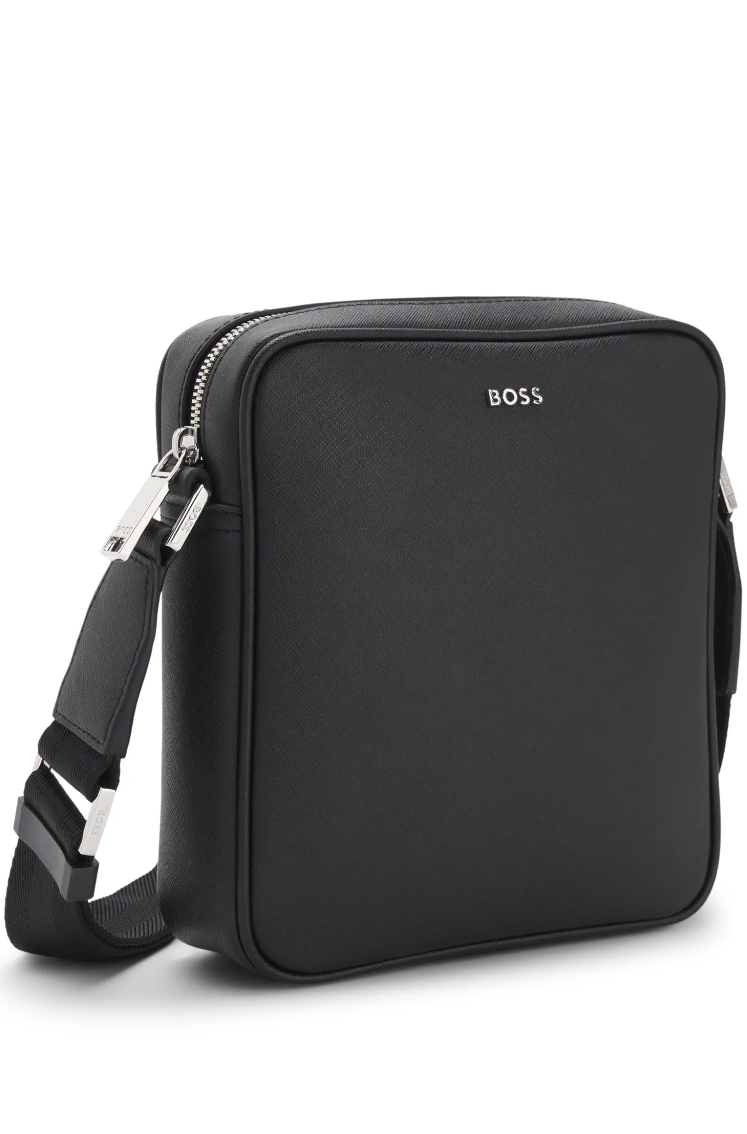 Reporter-Tasche mit silberfarbenem Logo-Schriftzug
