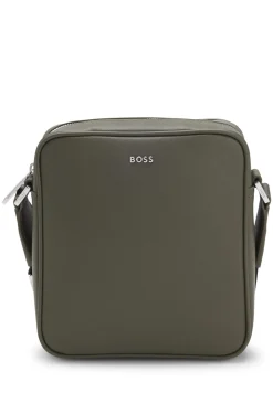 Reporter-Tasche mit silberfarbenem Logo-Schriftzug