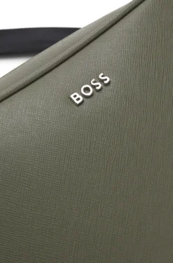 Reporter-Tasche mit silberfarbenem Logo-Schriftzug