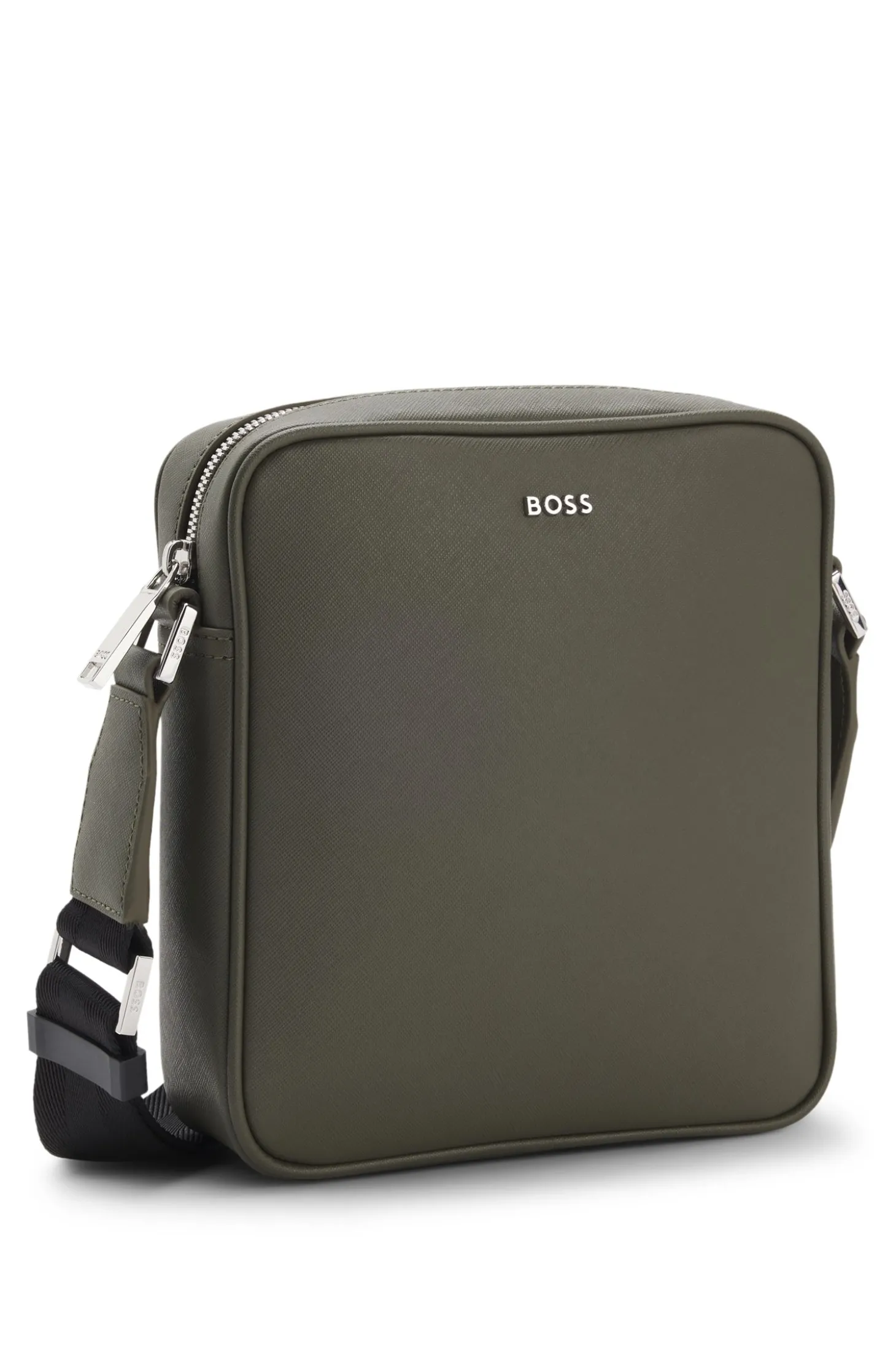 Reporter-Tasche mit silberfarbenem Logo-Schriftzug