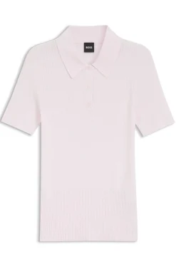 Rippenstrick-Poloshirt aus atmungsaktivem Gewebe