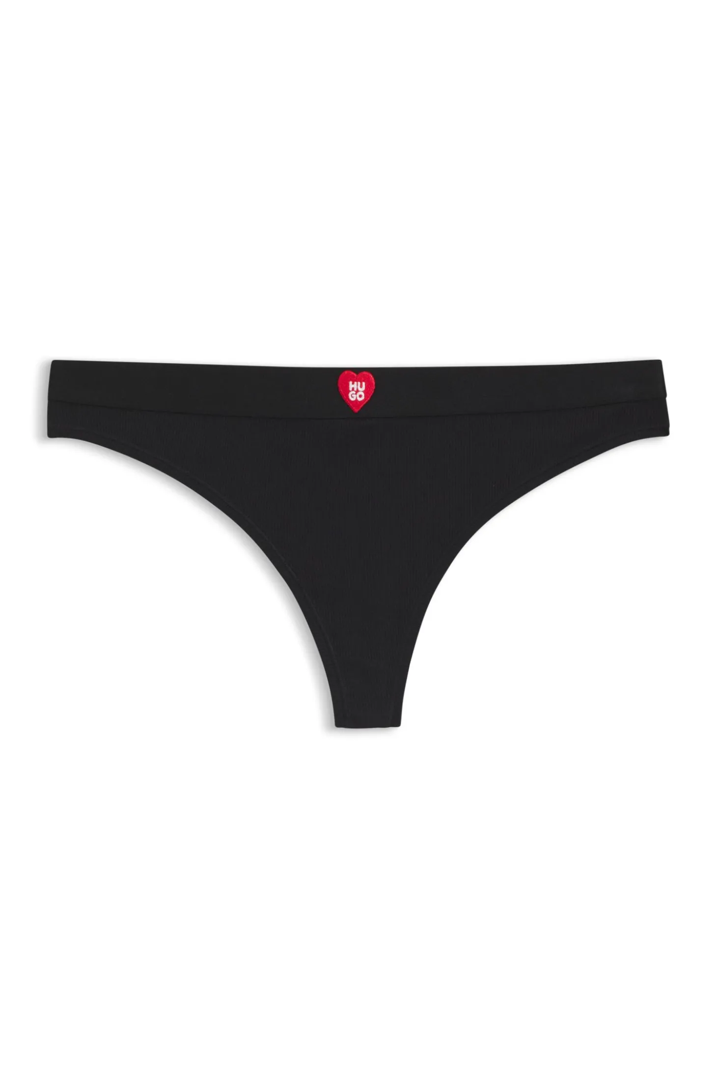Ripp-String mit Herz-Logo und niedrigem Bund