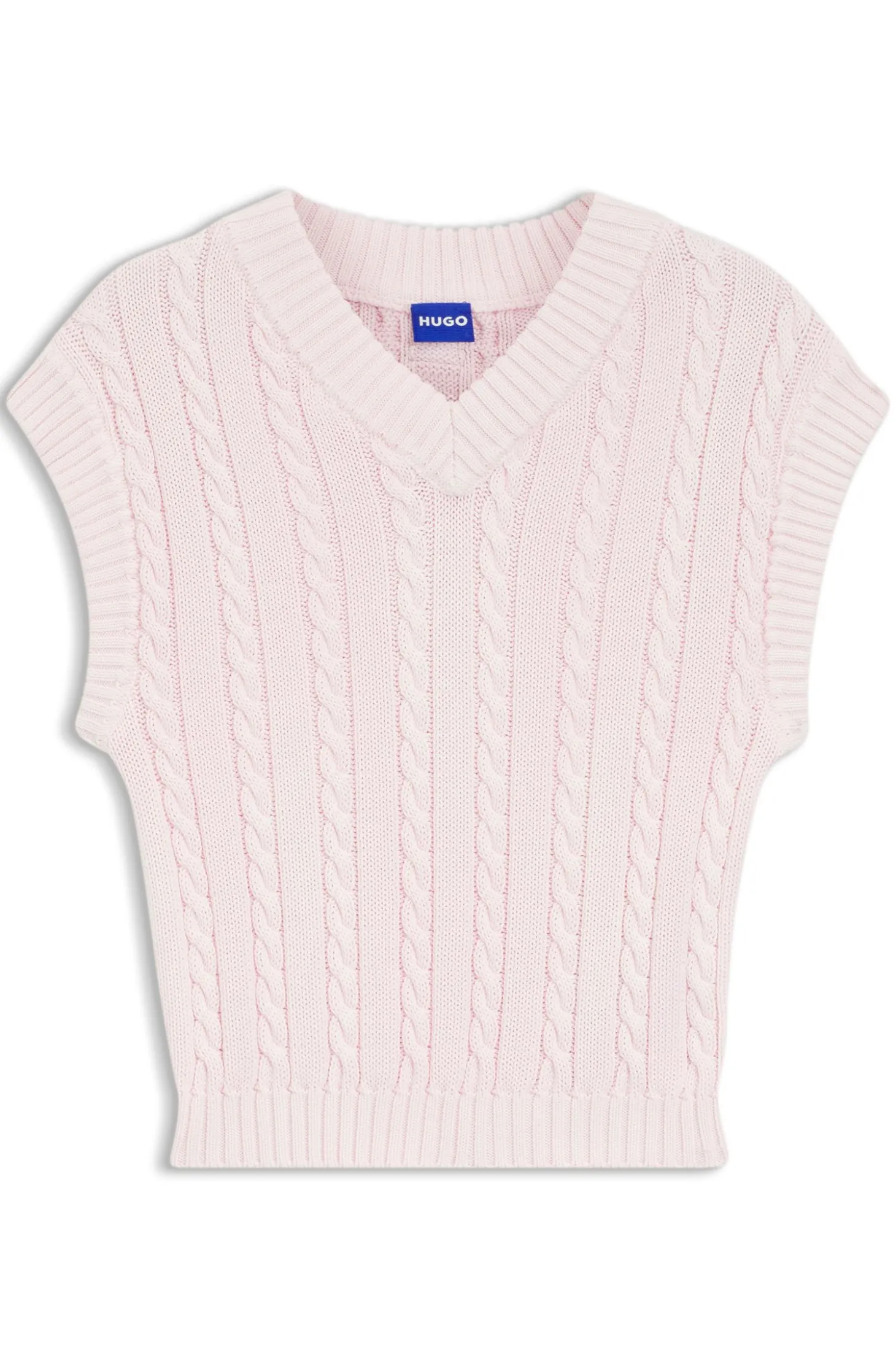 Ärmelloser Pullover aus Baumwolle mit Zopfmuster