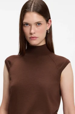 Ärmelloser Pullover aus Merinowolle mit Stehkragen