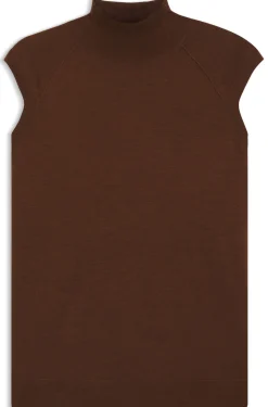 Ärmelloser Pullover aus Merinowolle mit Stehkragen