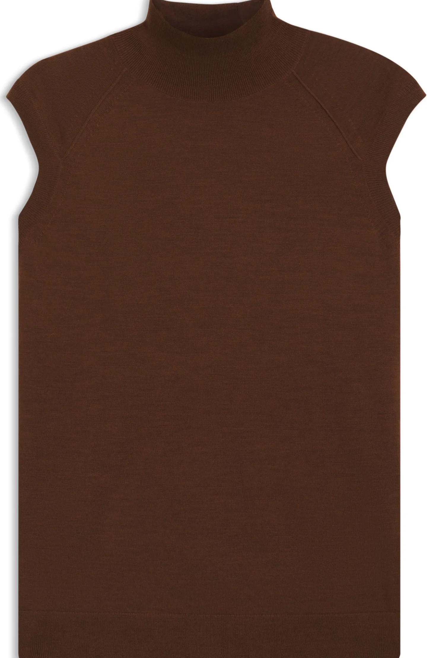 Ärmelloser Pullover aus Merinowolle mit Stehkragen