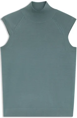 Ärmelloser Pullover aus Merinowolle mit Stehkragen