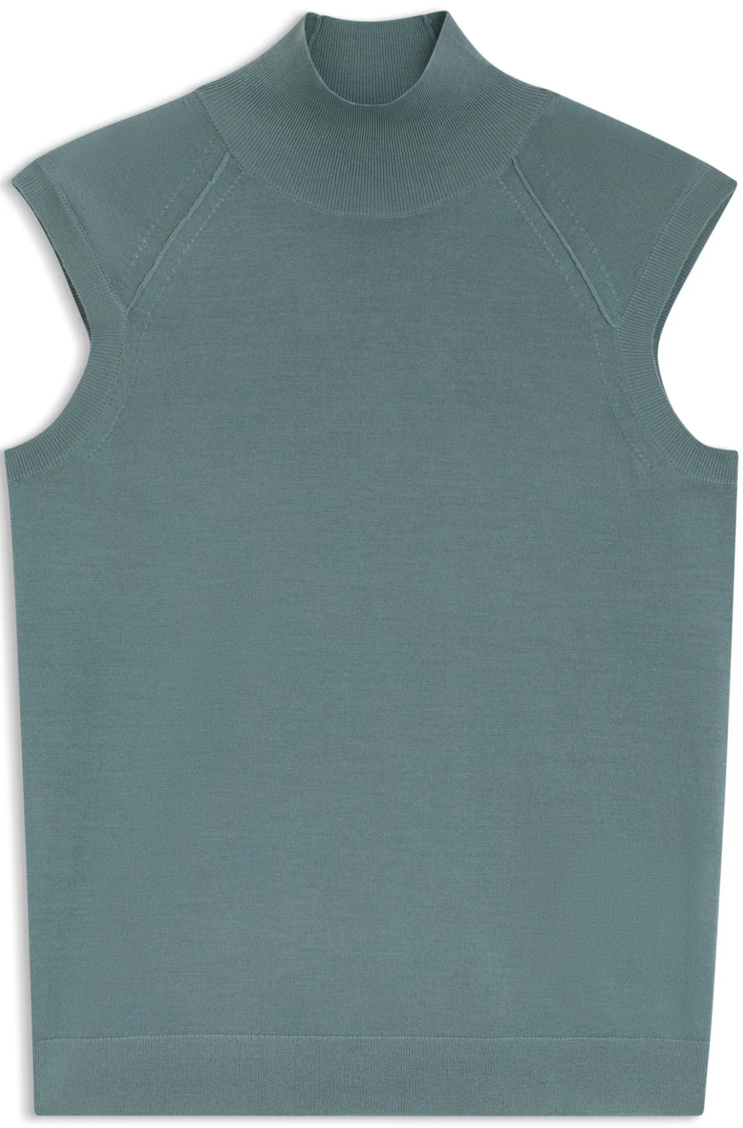 Ärmelloser Pullover aus Merinowolle mit Stehkragen