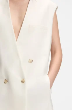 Ärmelloser relaxed-Fit Blazer aus Woll-Mix