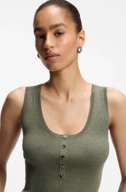 Ärmelloses Stricktop aus Merinowolle mit Ripp-Struktur